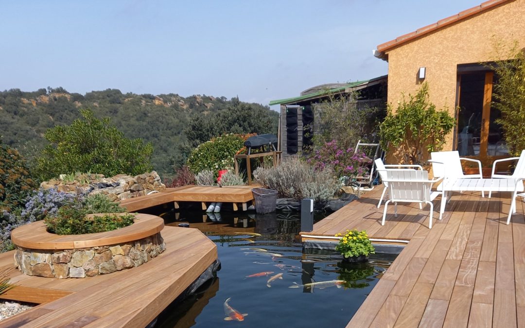 Terrasse en Cumaru avec Piscine et Bassin à Carpes Koï : Un Havre de Paix au Cœur de l&rsquo;Arrière-Pays Catalan
